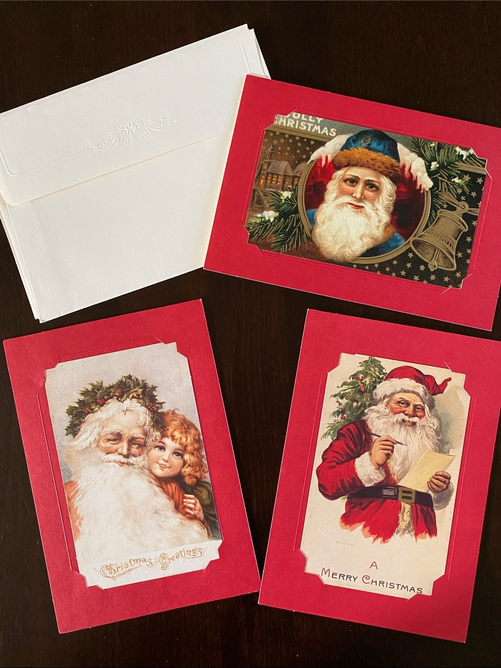 Bundle of 3 Vintage Holiday Cards with Envelopes